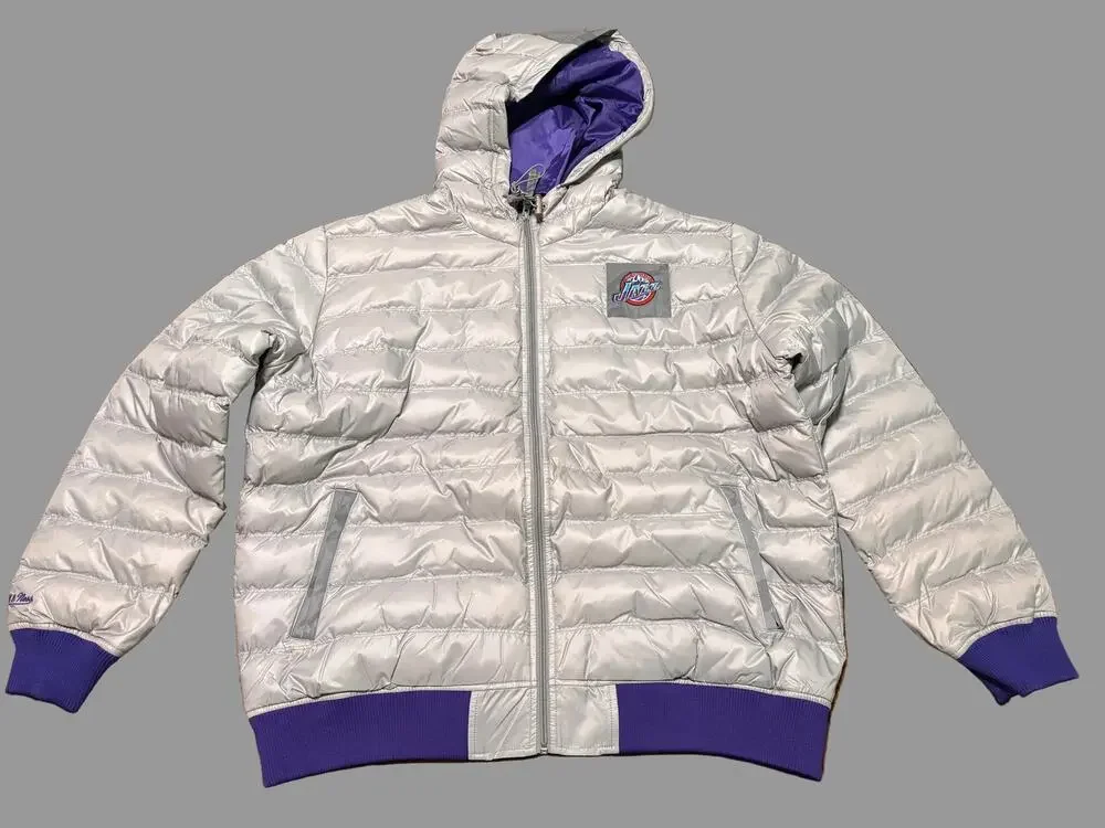 Utah Jazz Mitchell & Ness Hardwood Classic Starter Puffer Hooded Jacket Mens L